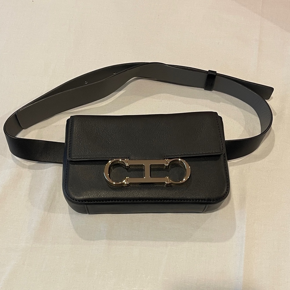 Carolina Herrera Black Leather Waist/Crossbody Bag